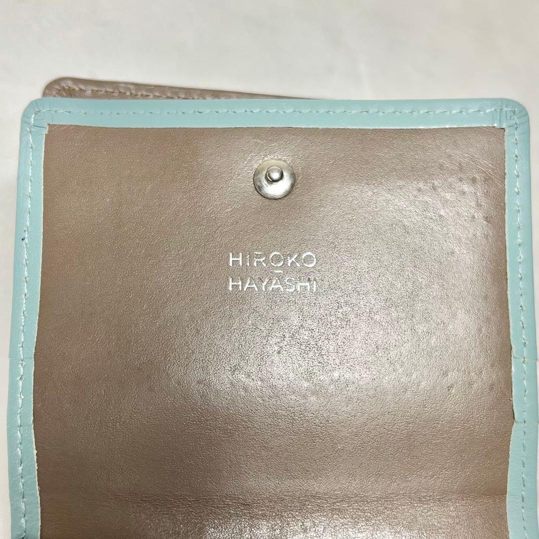 【美品】　ヒロコハヤシ　メルロ　薄型二つ折り財布　鳥　バード　ベージュ　人気