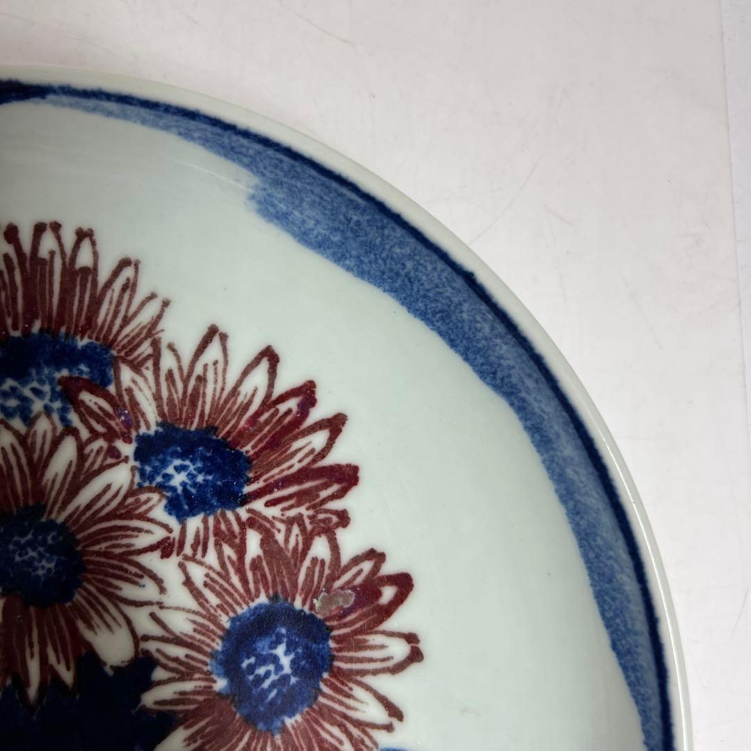 専用　中国景徳鎮　青絵青花大皿　箱付　直径25.8㎝　東Y8-0108⑤タウオ