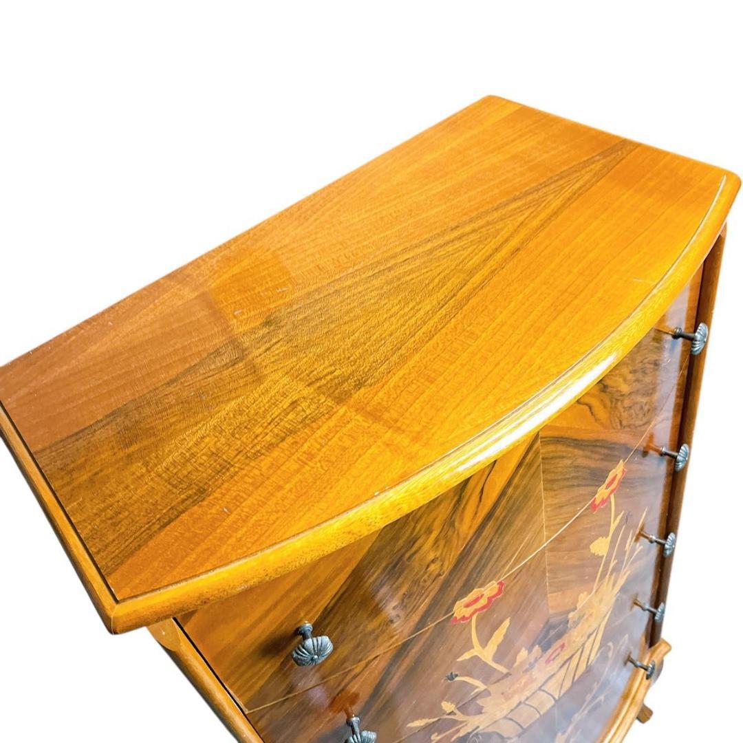 【★希少★】おしゃれ　イタリア製　象嵌　5段　チェスト　猫脚　アンティーク　家具