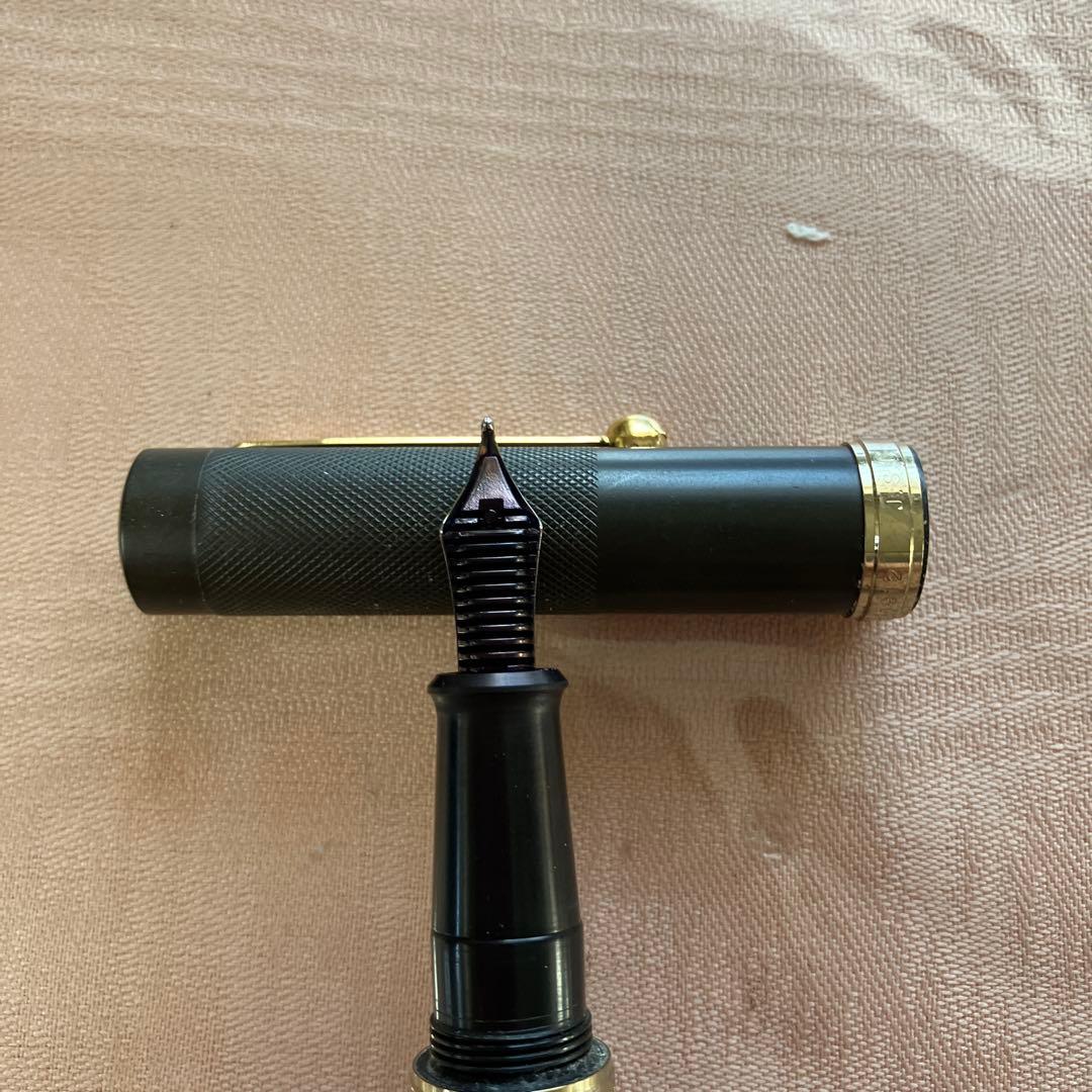 仙台 大橋堂 万年筆 14K 2本セット 黒 金色リング 木製箱