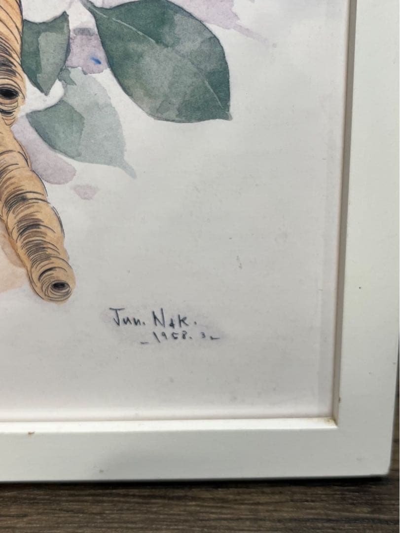 【送料込み】中村淳一　1958年　昭和レトロ　漫画　額縁付き　イラスト画