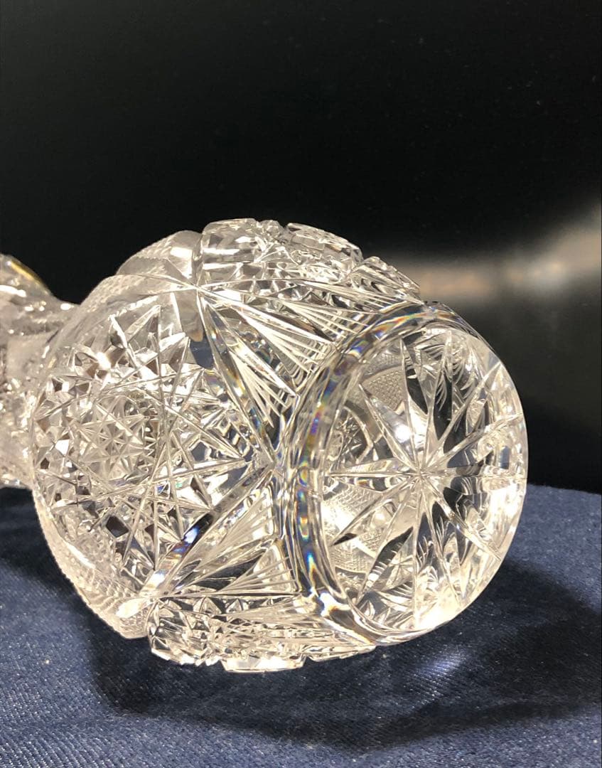 [未使用] ボヘミアクリスタル 花瓶 ヴィンテージ ハンドカット 正規輸入品