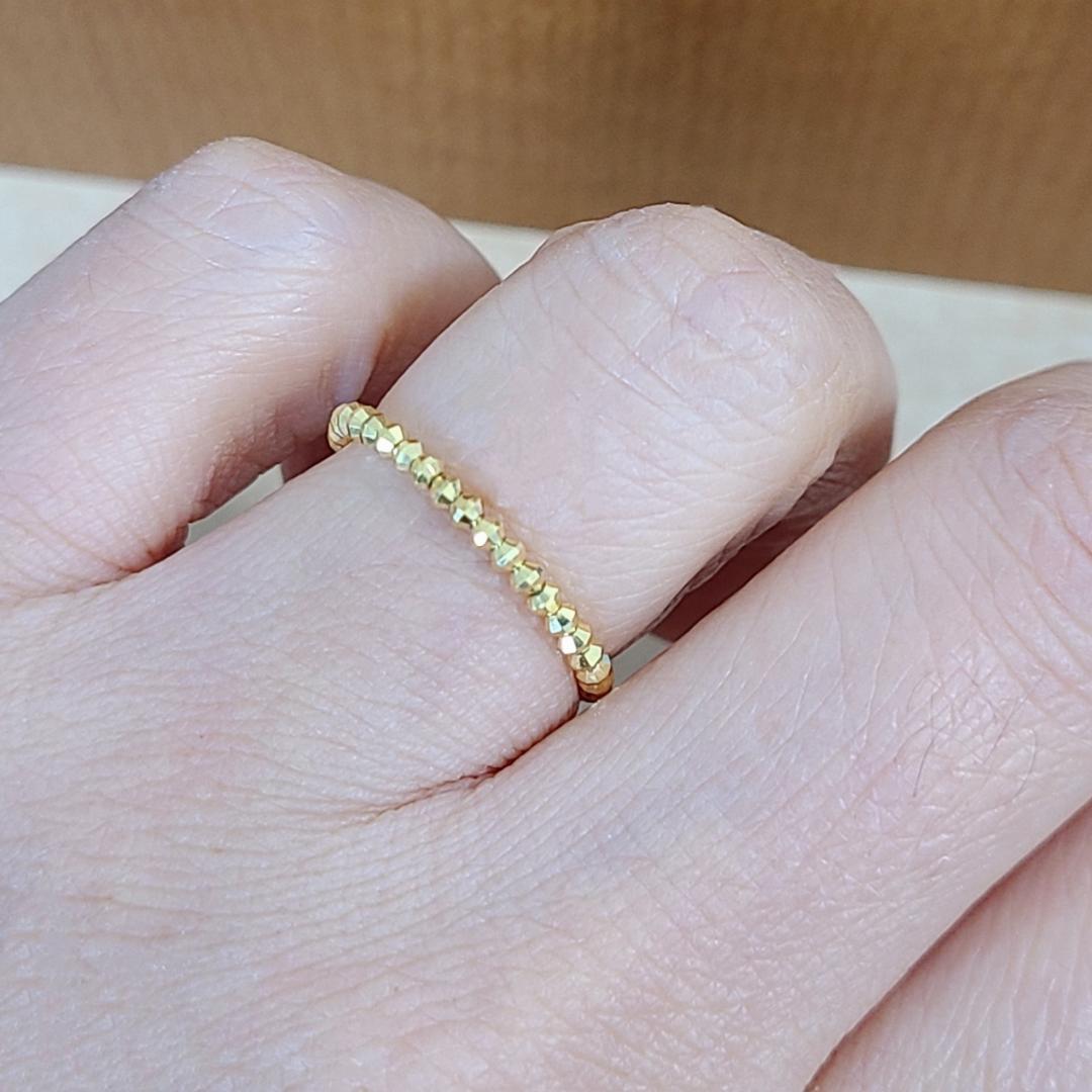 輝きがすごい！24金 K24 ミラーボール リング 重ね付け ゴールド 金