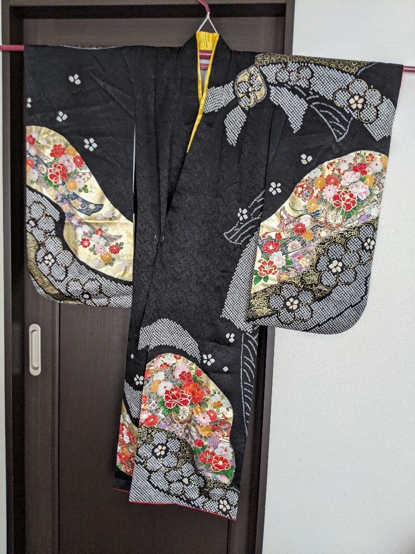 七五三　セット　着物　ハーフ成人式　黒系　豪華　絞り柄