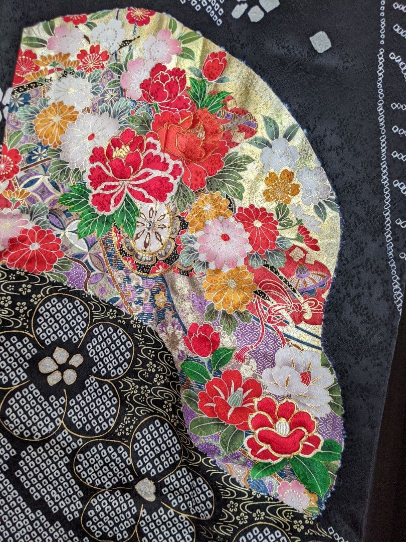 七五三　セット　着物　ハーフ成人式　黒系　豪華　絞り柄