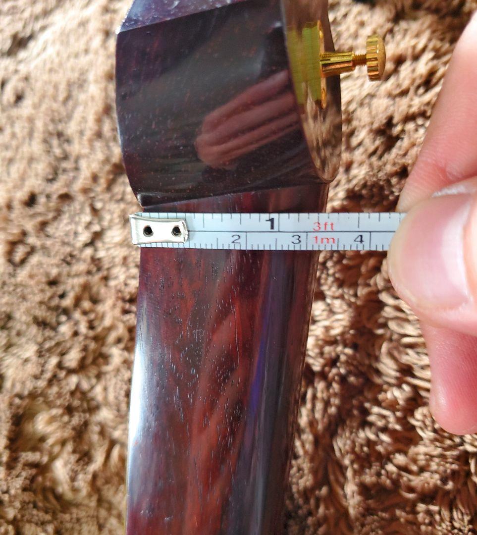 三味線　紅木 中棹 東さわり 撥 駒 長袋他 ケース付 皮破れなし 短棹 ５厘大