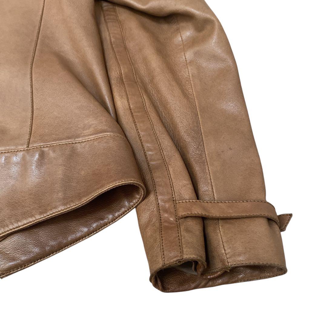 EMPORIO ARMANI ラムレザー　シングルライダースジャケット　XL