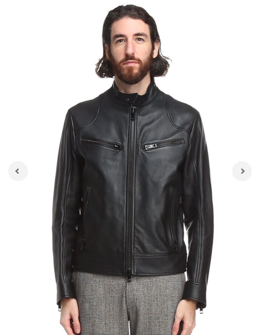 HUGO BOSSレザー シングルライダース　ジャケット