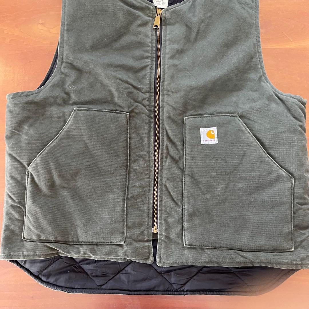 ★carhartt vtg ダックベスト グリーン系　Lサイズ