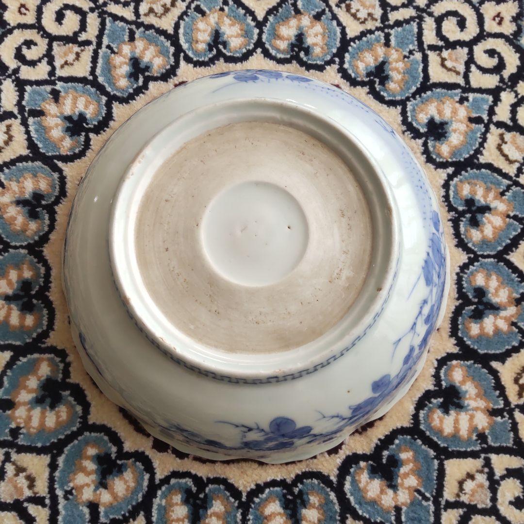 図変わり 洋犬 鉢 鳳凰 江戸期 染付 古伊万里 上手 アンティーク 茶船 茶盤