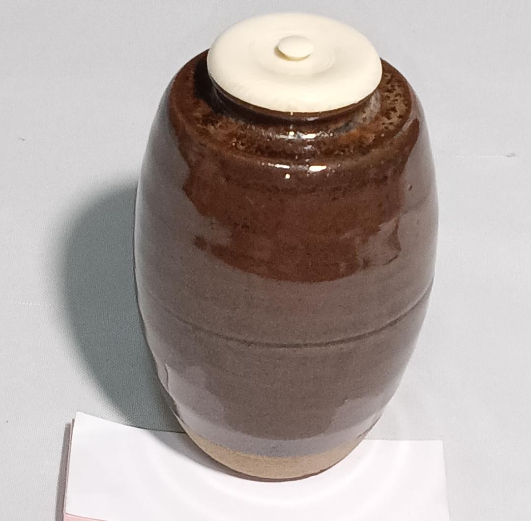 茶道具　京都清水焼　平安喜山作　肩衝茶入丸龍紋金襴仕覆付　殆ど未使用超美品！！