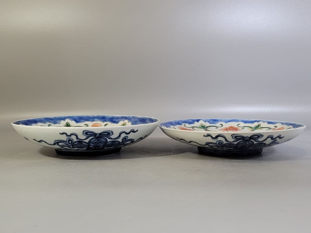 DT598 菊御紋 徳川紋 色絵 鍋島皿 一対 希少