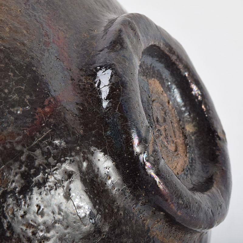 茶道具　楽吉左衛門　九代了入作　黒楽茶碗　合わせ箱　V　R9372