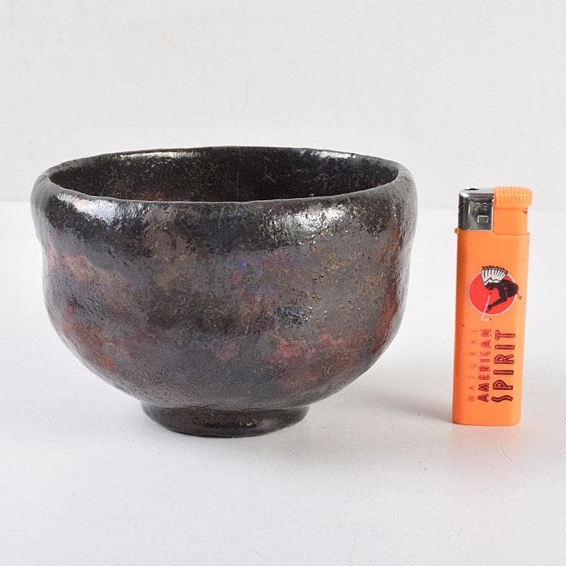 茶道具　楽吉左衛門　九代了入作　黒楽茶碗　合わせ箱　V　R9372