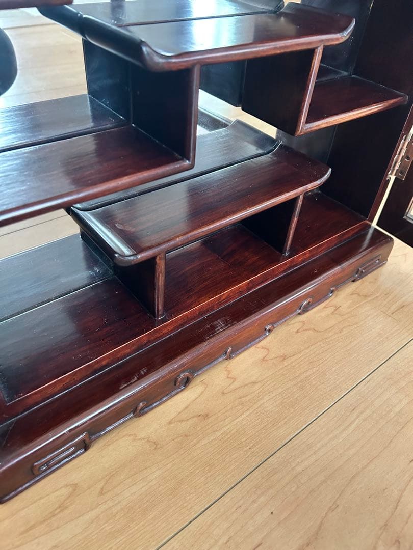 飾り棚 唐木 中国 古美術 アンティーク ビンテージ 鏡 壁掛け