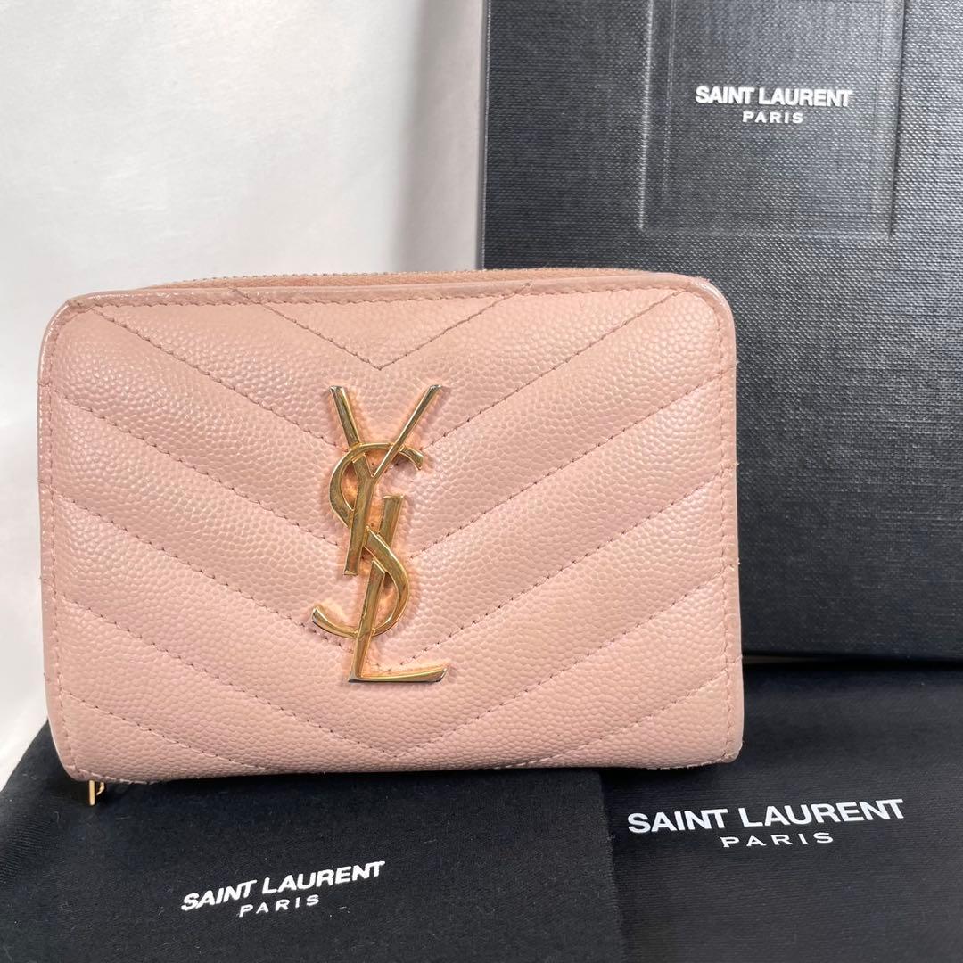 人気 SAINT LAURENT サンローラン 二つ折り財布 カサンドラ 箱付き