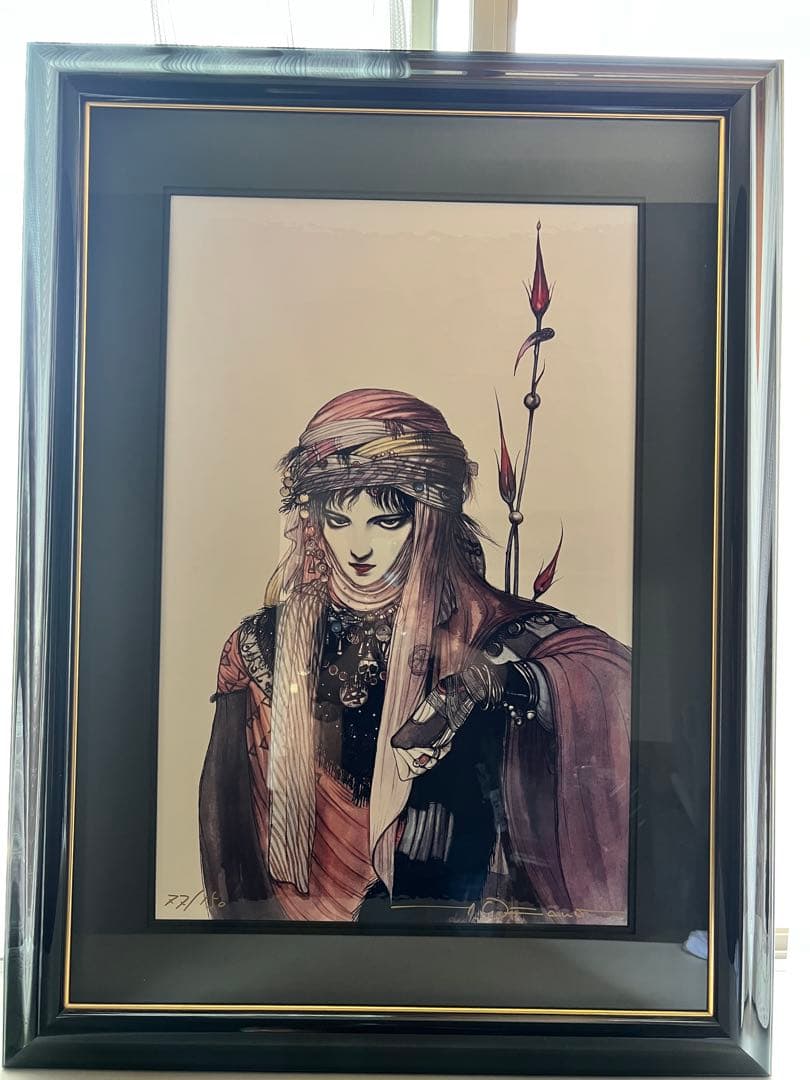 天野喜孝【まなざし】グイン・サーガ　絵画（シバクローム、手彩）【作品保証書付】