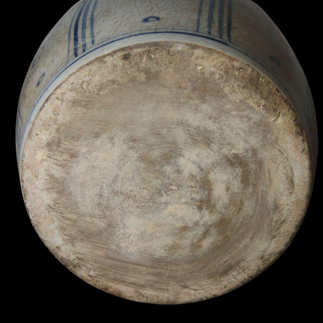 中国美術　元代　青花飛龍文染付盤口花瓶