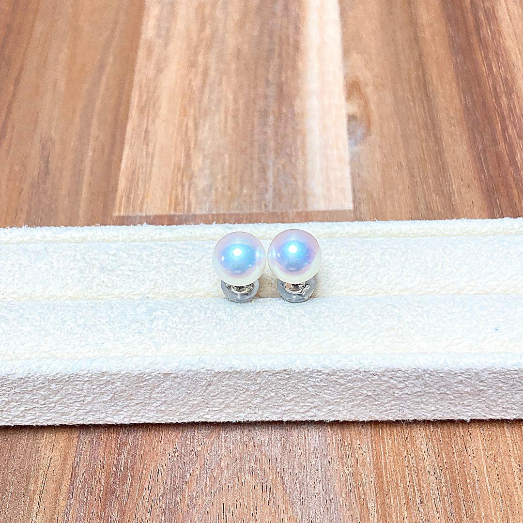 【新品・百貨店商品／総本店】1957出た！ブルーピンク天女級PTアコヤ真珠ピアス