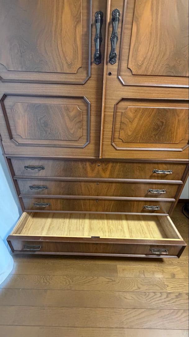 木製タンス 5引き出し 装飾デザイン