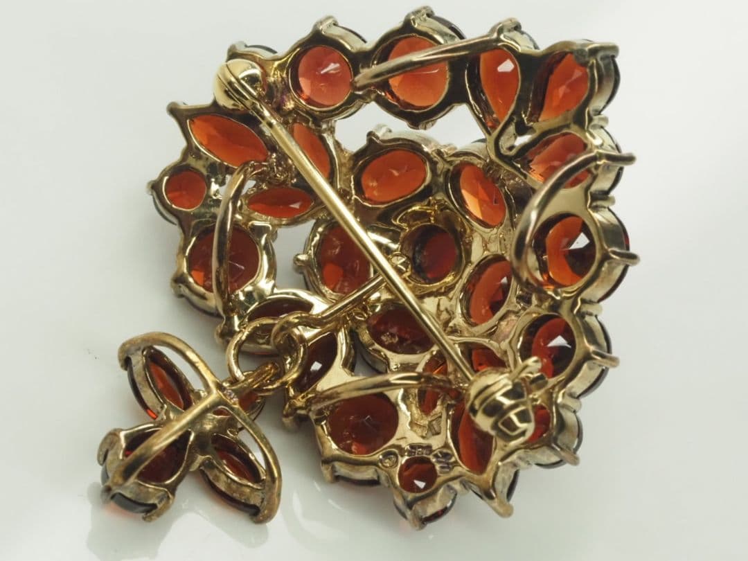 碌山　ロクザン　素敵な天然ボヘミアンガーネットブローチ&ペンダントトップシルバー