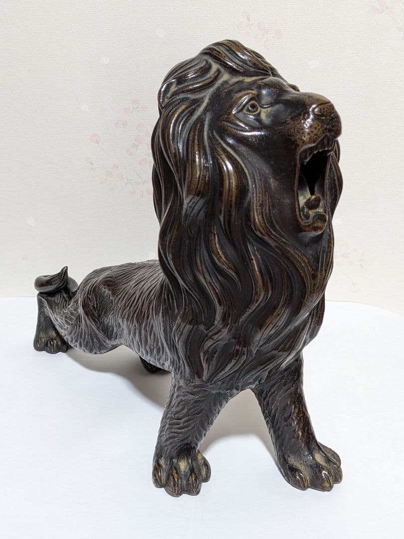 ♦風水獅子 ライオン置物 富 金運 財運 縁起物飾り 国内作家作品 古美術骨董品