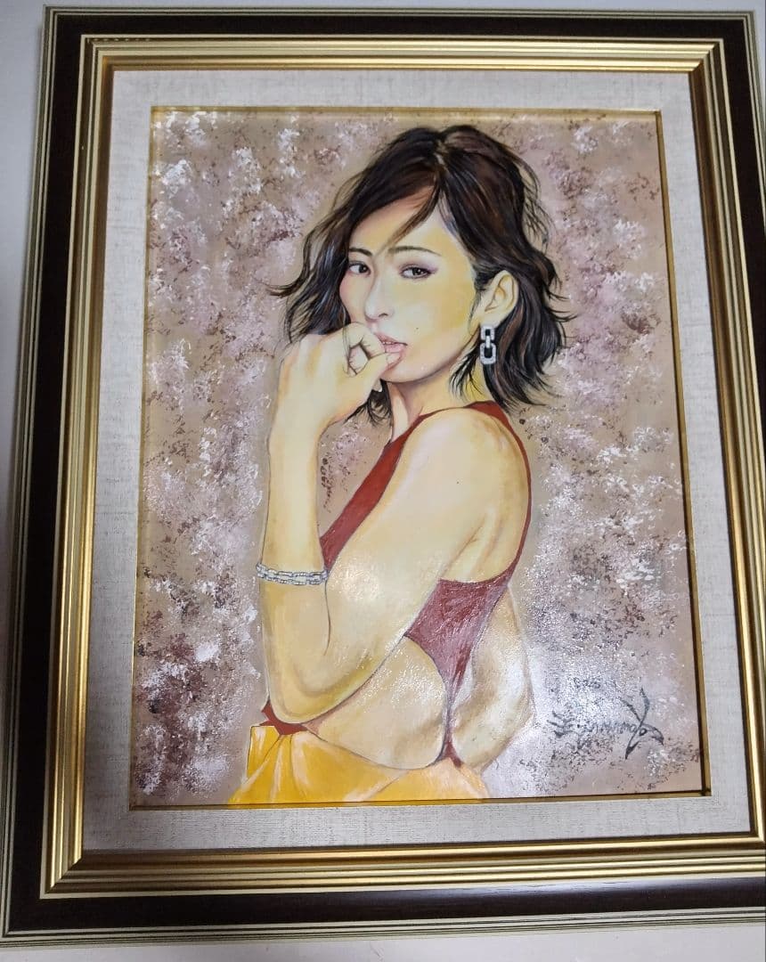 絵画、油彩、6F美人画、裸婦、山本英二、夏の風、額縁付き真作、肉筆、高塚省吾。。