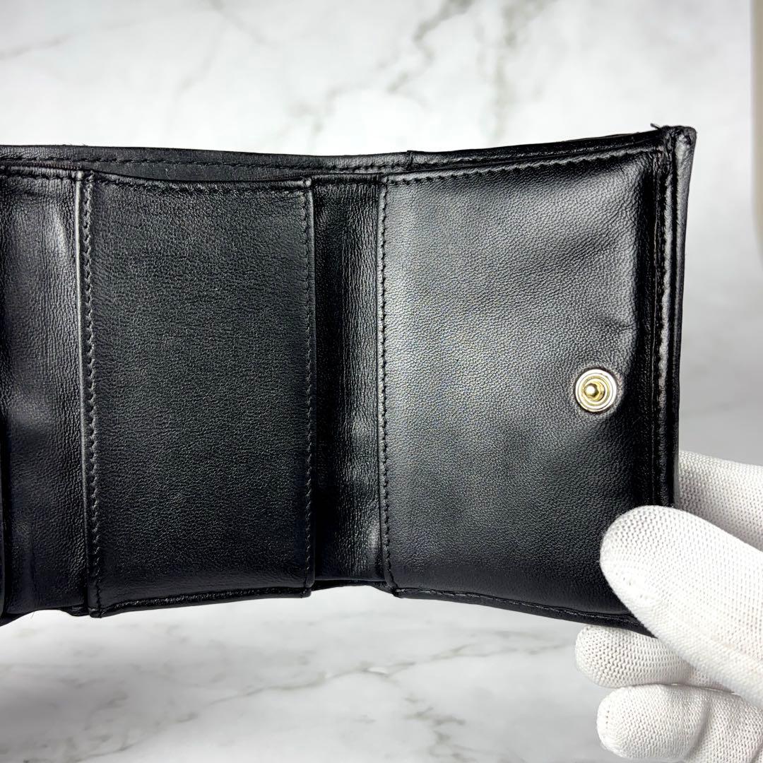 CHANEL シャネル 3つ折り 財布 マトラッセ ブラック
