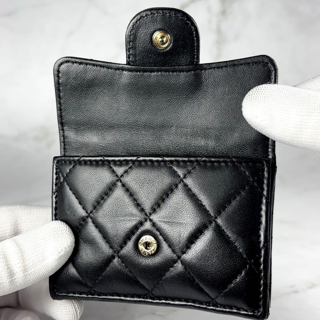 CHANEL シャネル 3つ折り 財布 マトラッセ ブラック