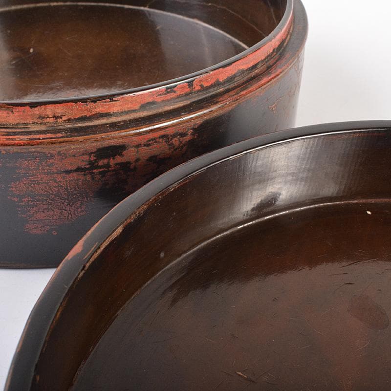 古民具　時代漆器　根来塗　食籠　菓子器　蓋物　D　R7544