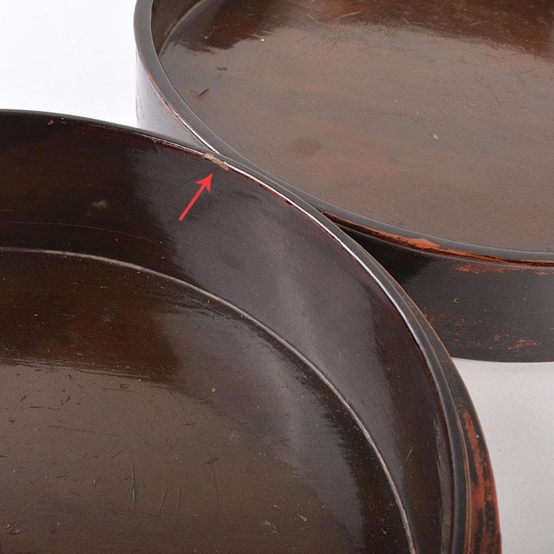 古民具　時代漆器　根来塗　食籠　菓子器　蓋物　D　R7544