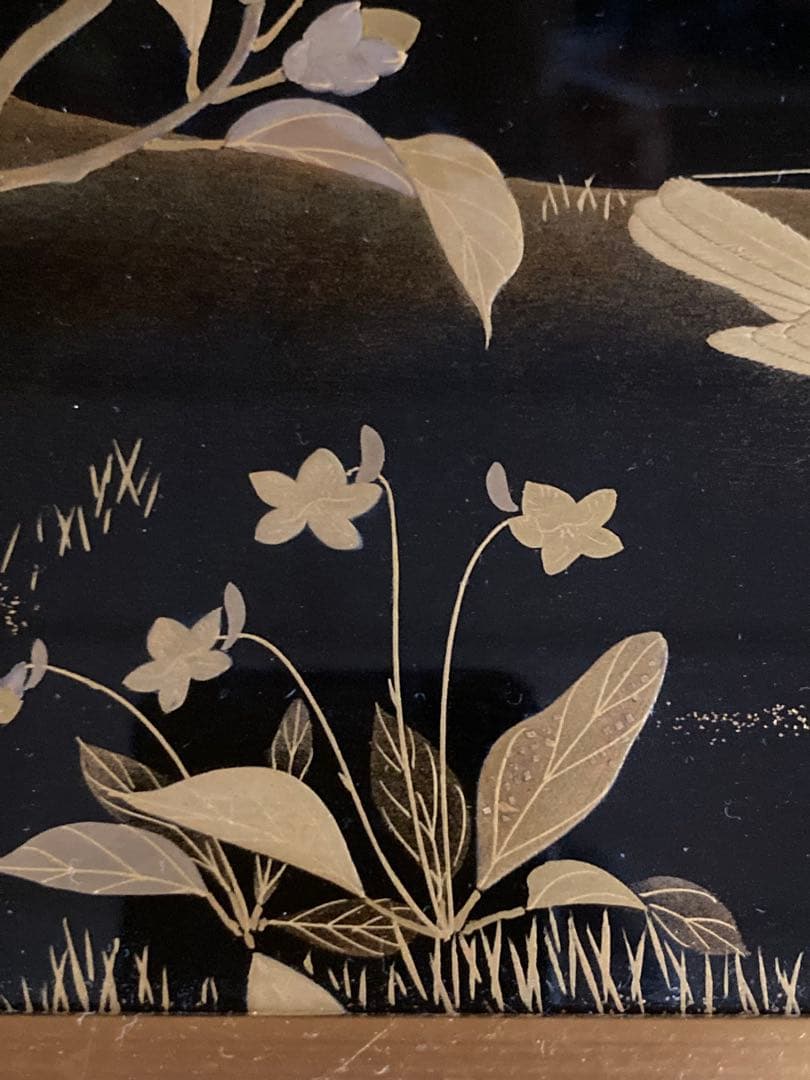 輪島塗　蒔絵　花鳥画