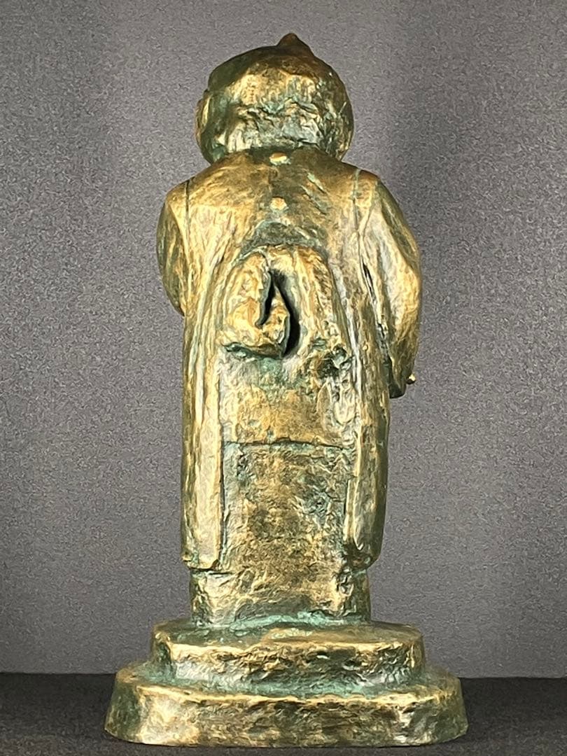 【巨匠 北村西望】ブロンズ像「笑う少女」高さ32cm 共箱・刻印有 文化勲章受章