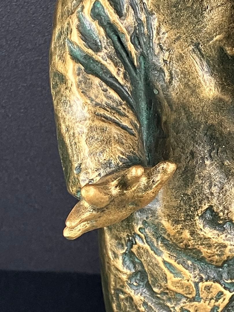 【巨匠 北村西望】ブロンズ像「笑う少女」高さ32cm 共箱・刻印有 文化勲章受章