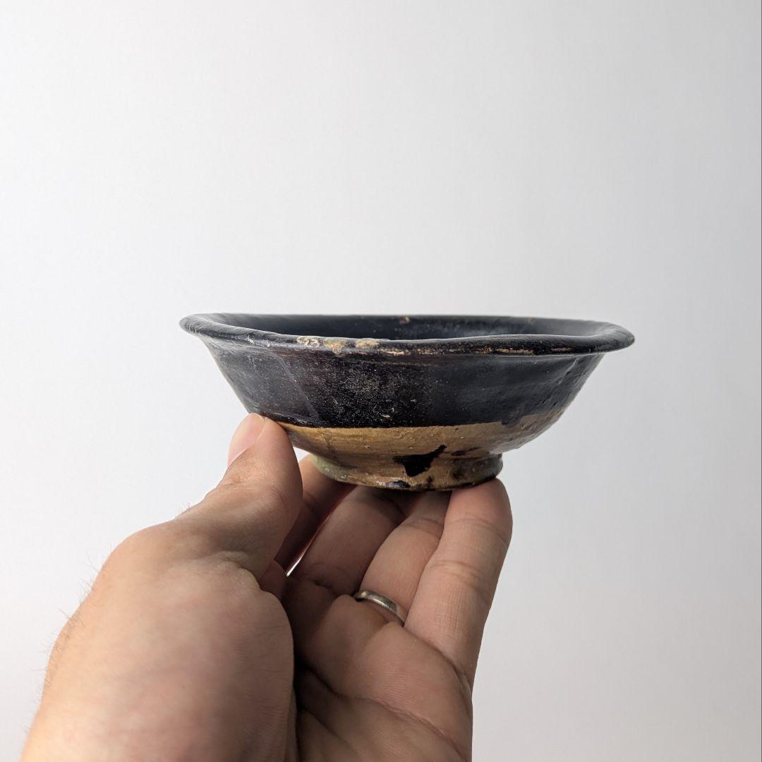 ペルシア イラン 黒釉 鳥文 小碗 骨董 古美術 アンティーク fineart