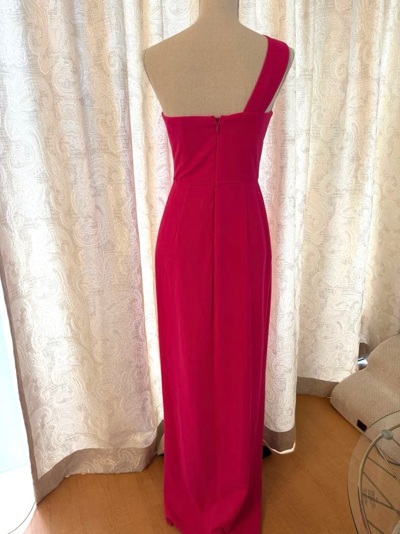 ワンショルダー ピンク マキシドレス