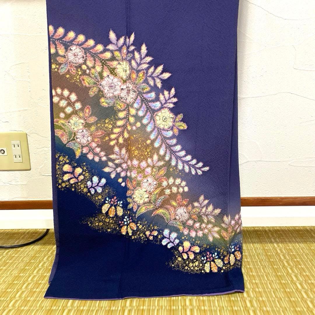 着物-辻が花着物122桐屋翠山工房本格辻が花深藍紫に幻想のぼかし絞りやまと誂製