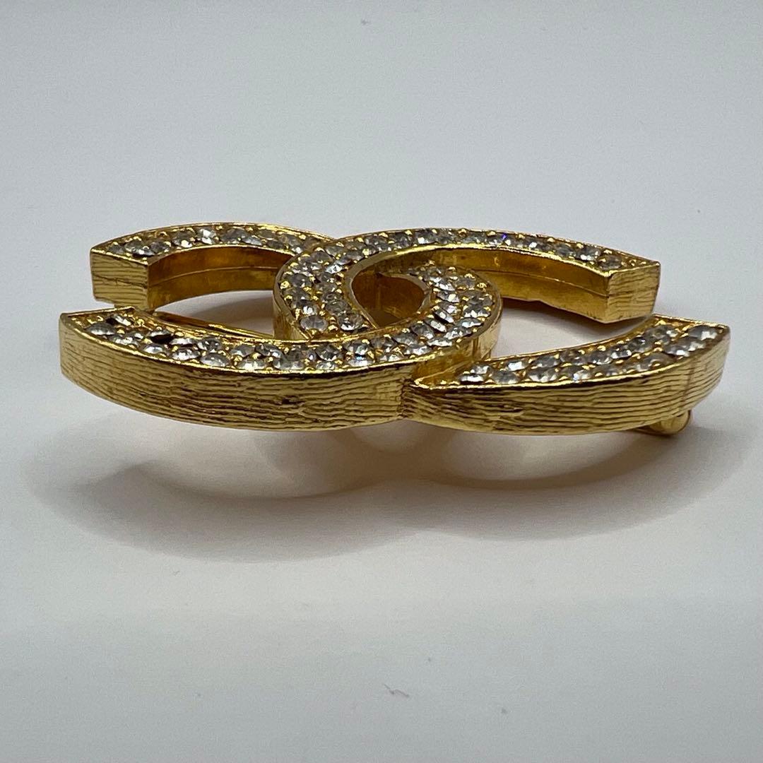 【未使用に近い】シャネル ブローチ ココマーク ラインストーン ゴールド金具