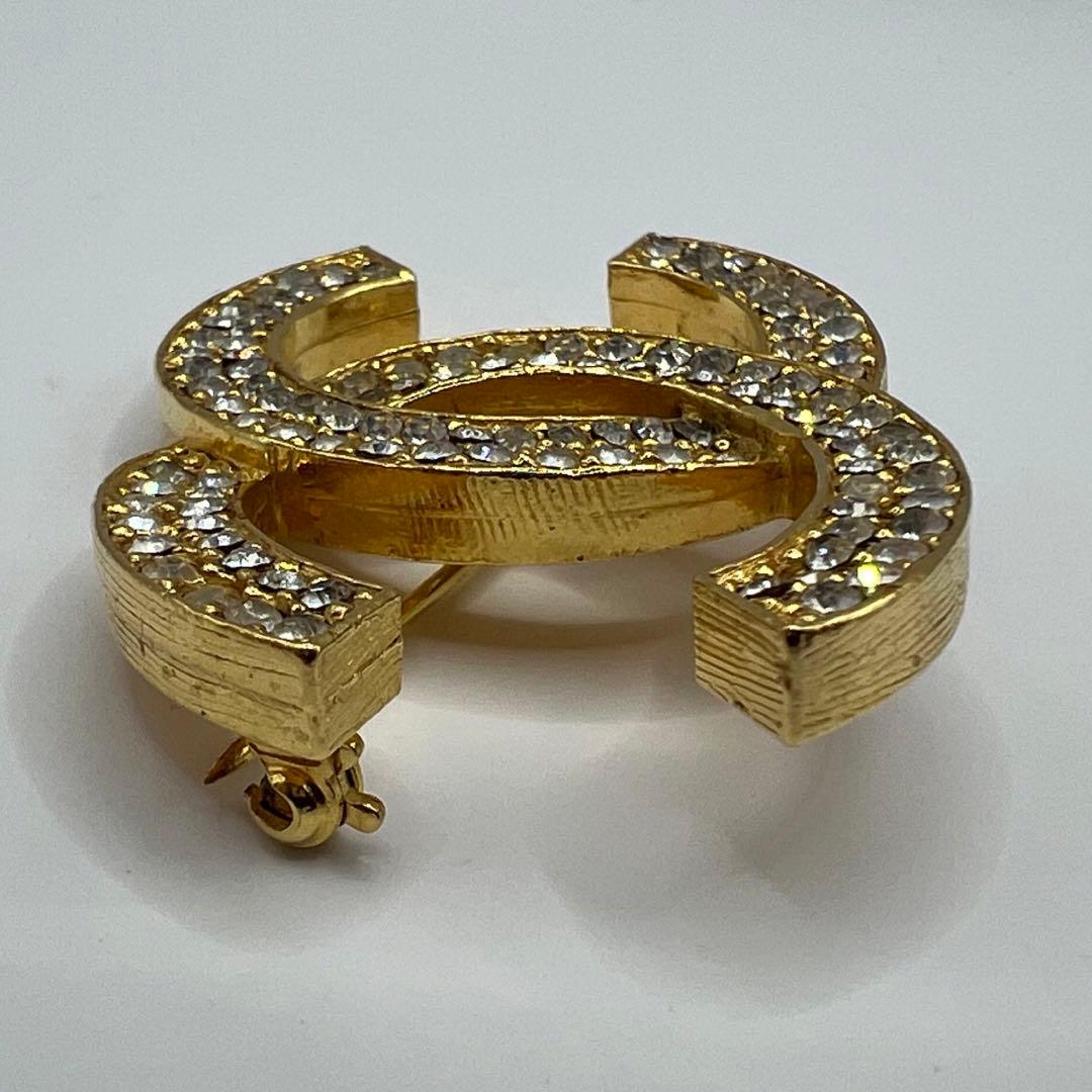 【未使用に近い】シャネル ブローチ ココマーク ラインストーン ゴールド金具
