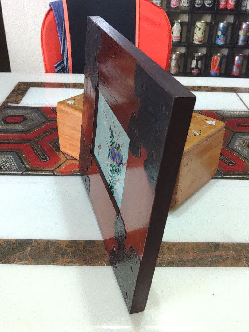 陶板画　リンドウ　額入り　昭和レトロモダン　かわいい絵柄　美術品　和風