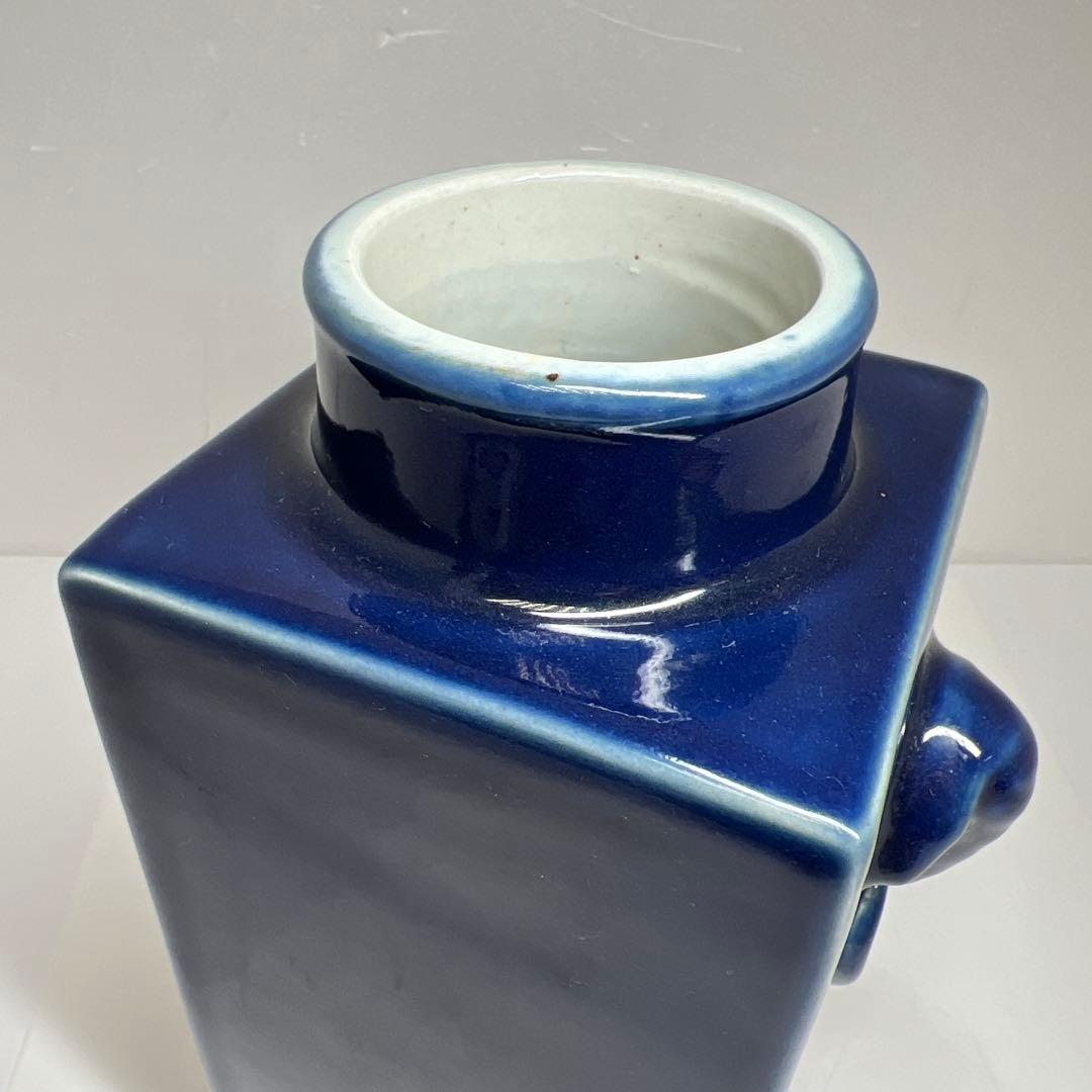 中国美術　大清康熙年製　瑠璃釉双耳花瓶　高さ約25.5㎝東Y7-0530②トヒオ