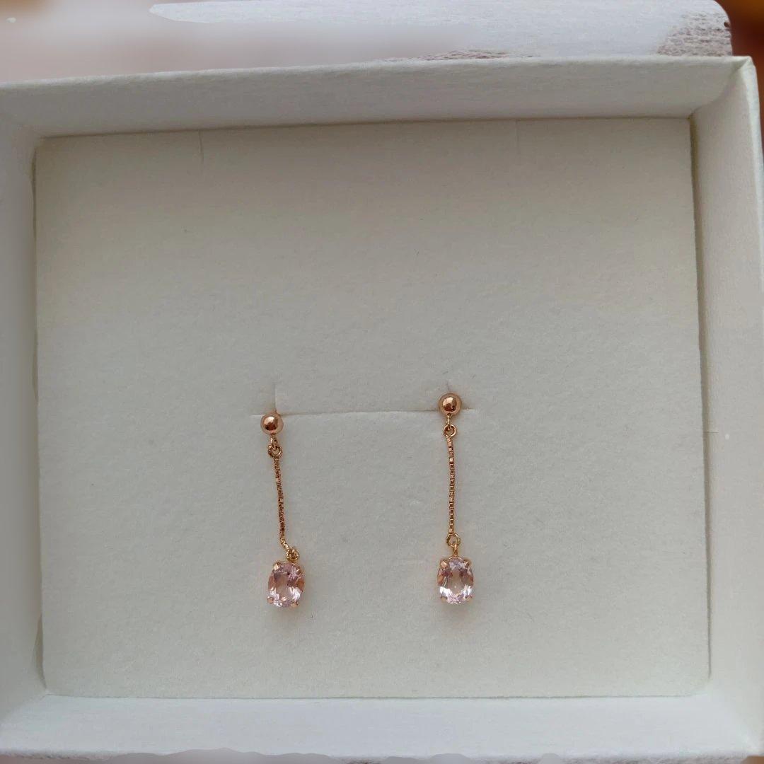 k18PG モルガナイト　揺れるピアス　オーダーメイド