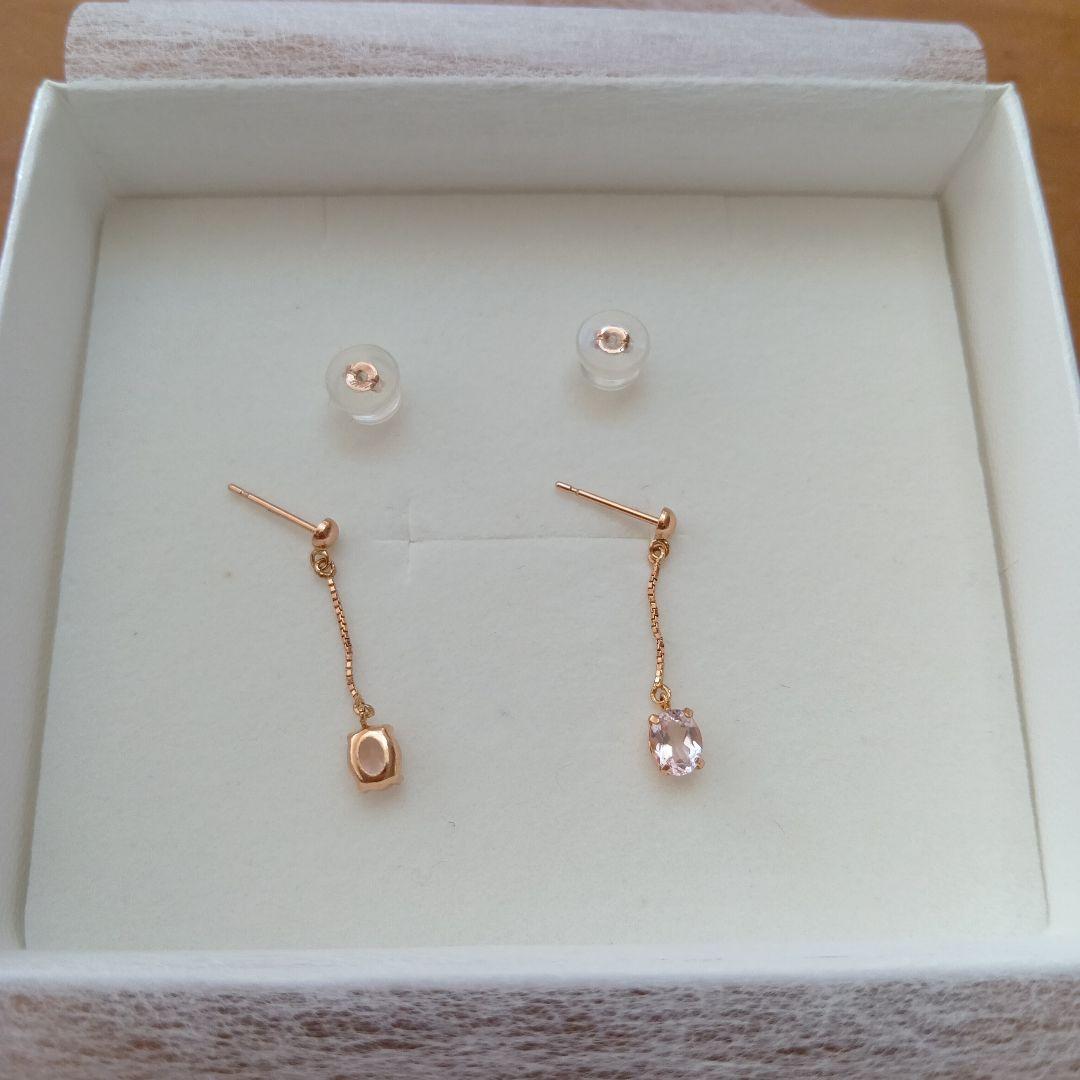 k18PG モルガナイト　揺れるピアス　オーダーメイド