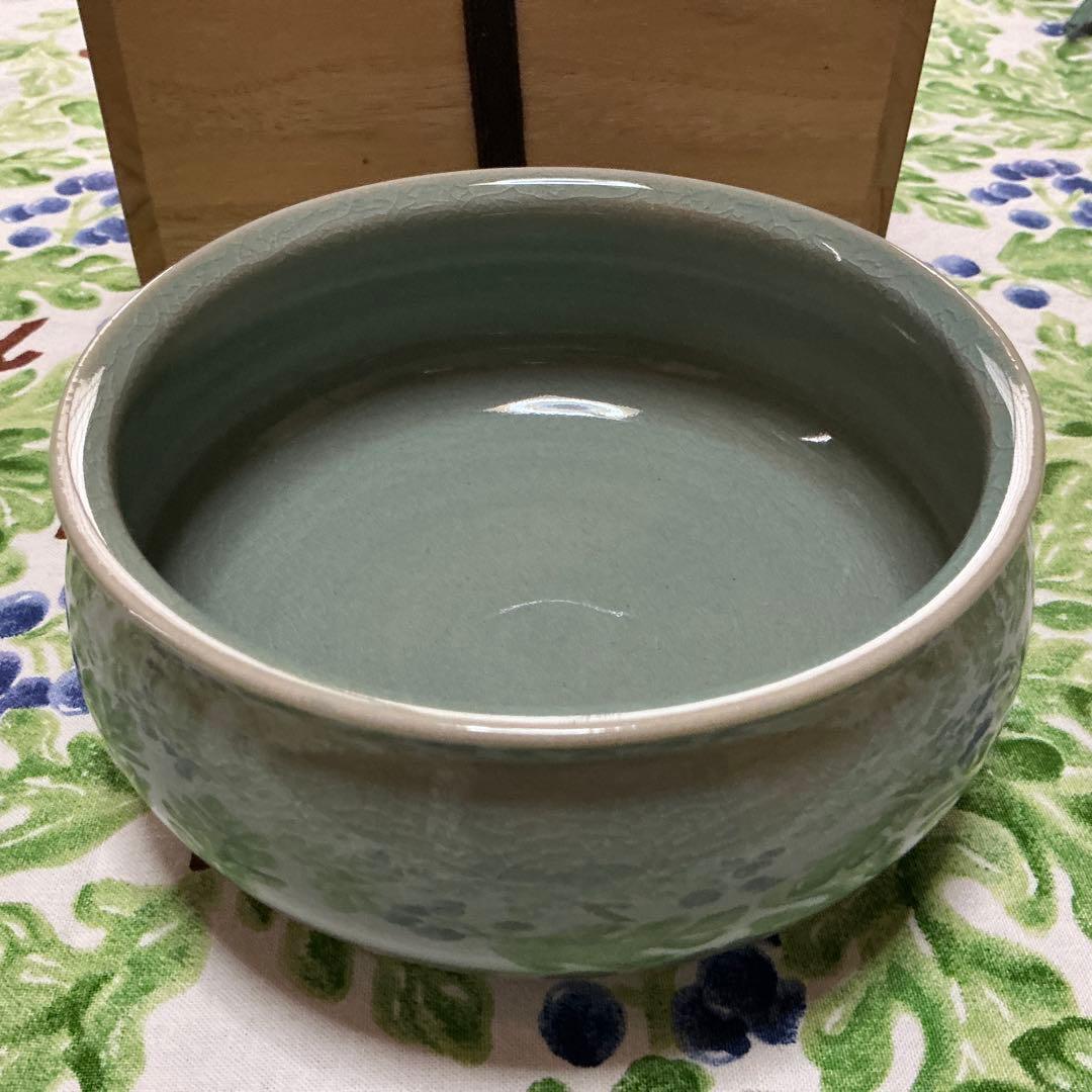 高麗青磁　茶道用建水　流谷作