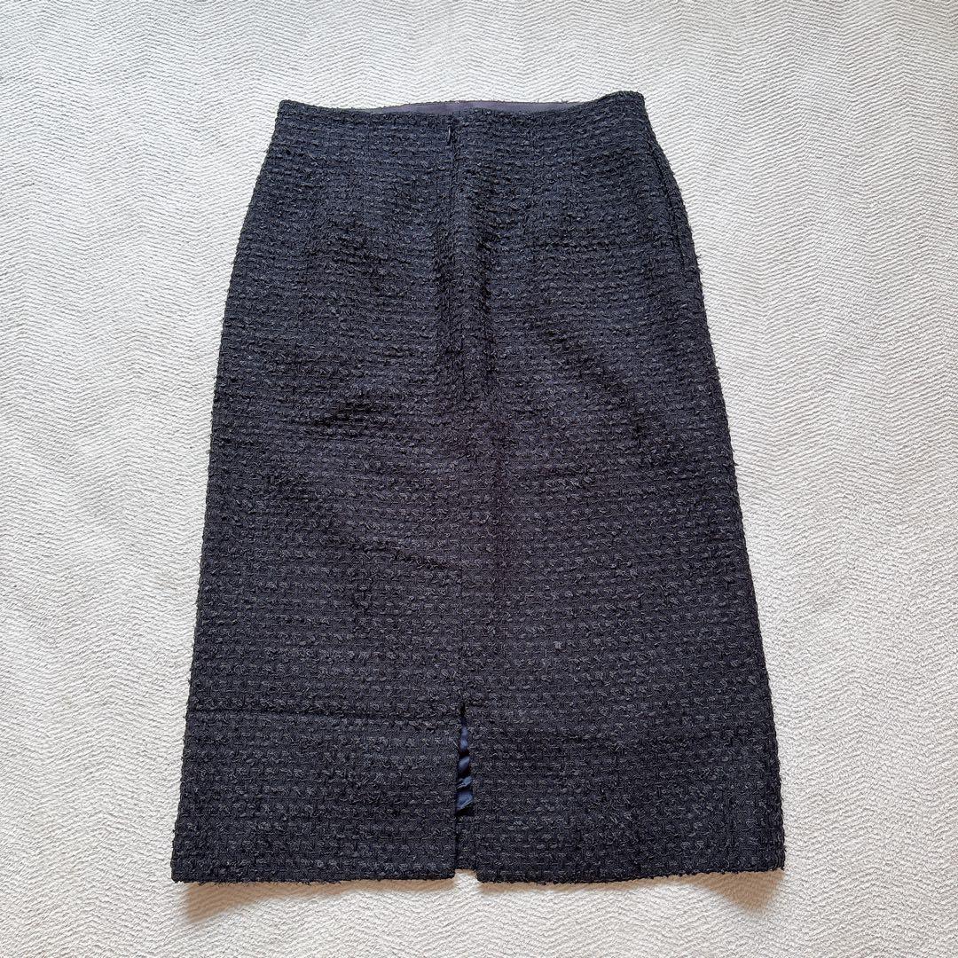 美品✨Ballsey ミックスヤーンツイード Iラインスカート　ネイビー