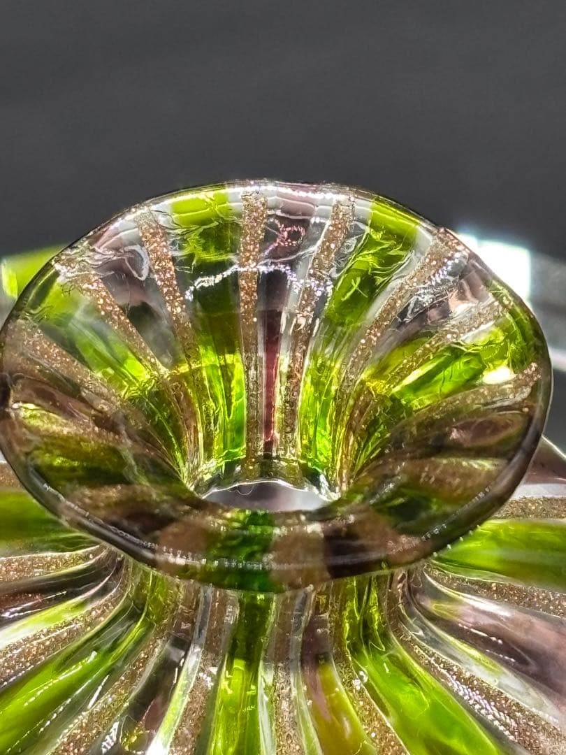 【金彩・香水瓶】欧州高級ガラス パヒューム ボトル 麗しい琥珀色のストライプ模様