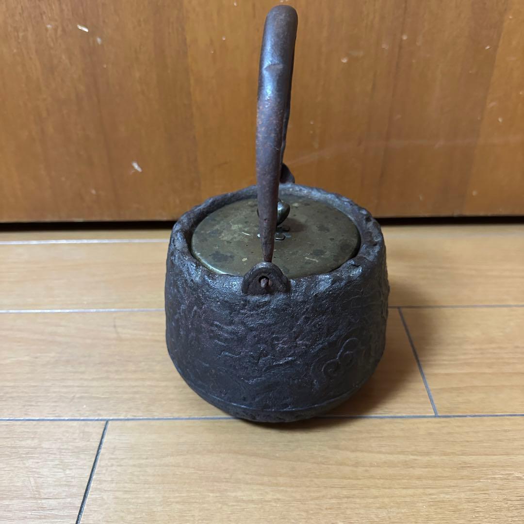 龍文堂 鉄瓶 唐銅蓋 煎茶道具