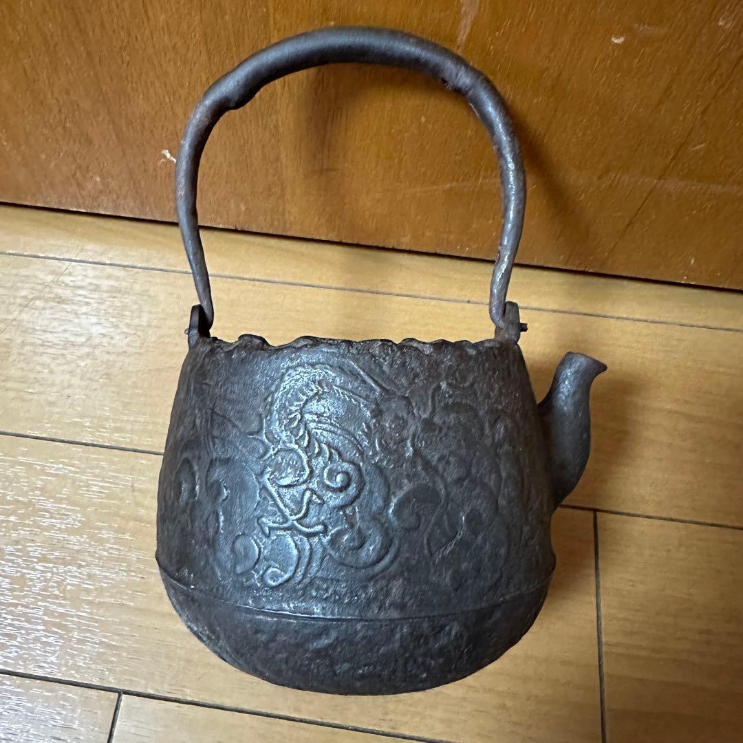 龍文堂 鉄瓶 唐銅蓋 煎茶道具