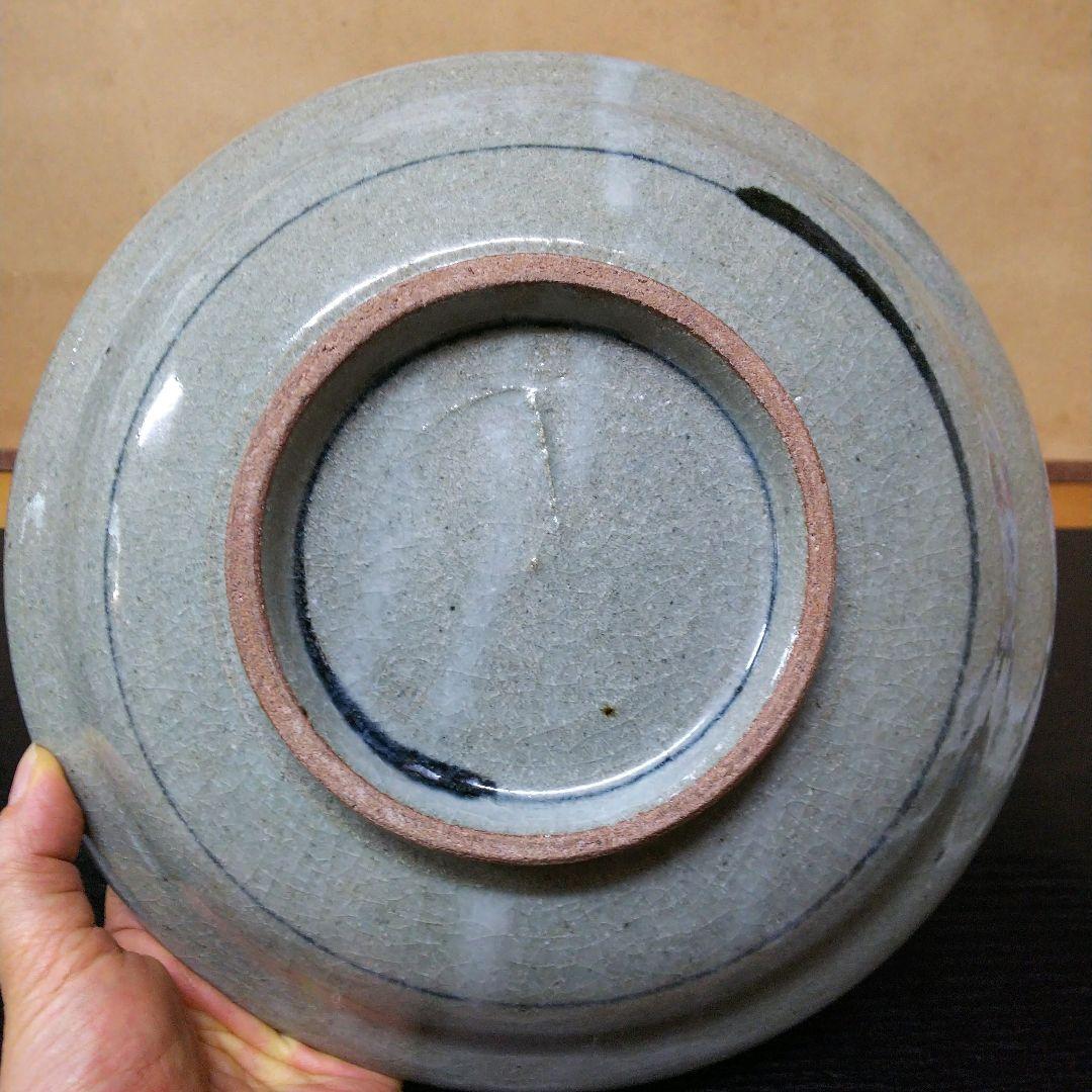 （132）✿特価★有田焼★喜兵衛作★古伊万里手吹墨鷺絵大皿★破魔オマケ付き★