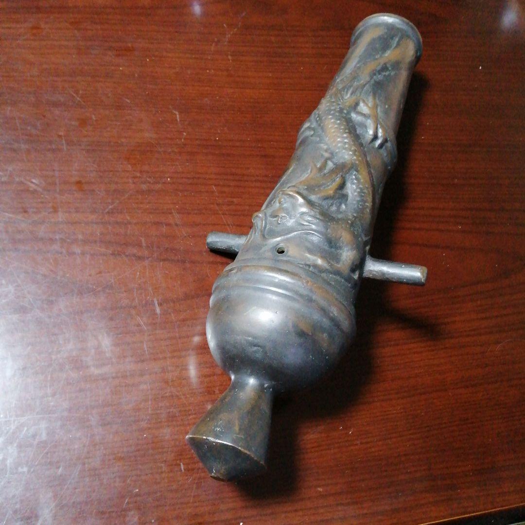銅製　大砲形昇龍彫銅器　42cm　約5.9kg
